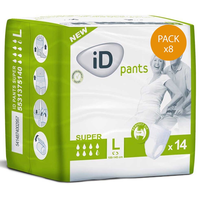 Confezione da 8 buste di pantaloni ID L Super Ontex ID Pants - 1