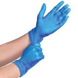 Gants Vinyle Bleu non poudrés  - 1