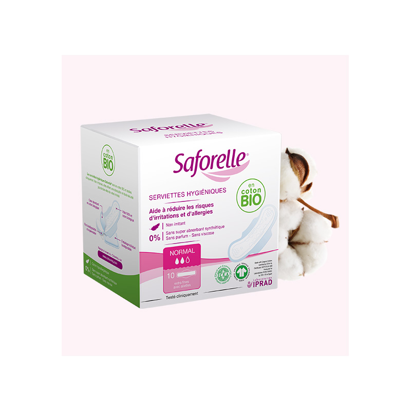 Saforelle - Serviettes hygiéniques Extra Fines en Coton Bio (x10) Saforelle - 1