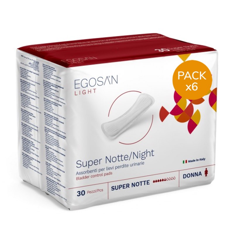 Egosan Lady Super Night - Assorbenti per incontinenza - Confezione da 6 bustine Egosan Lady - 1