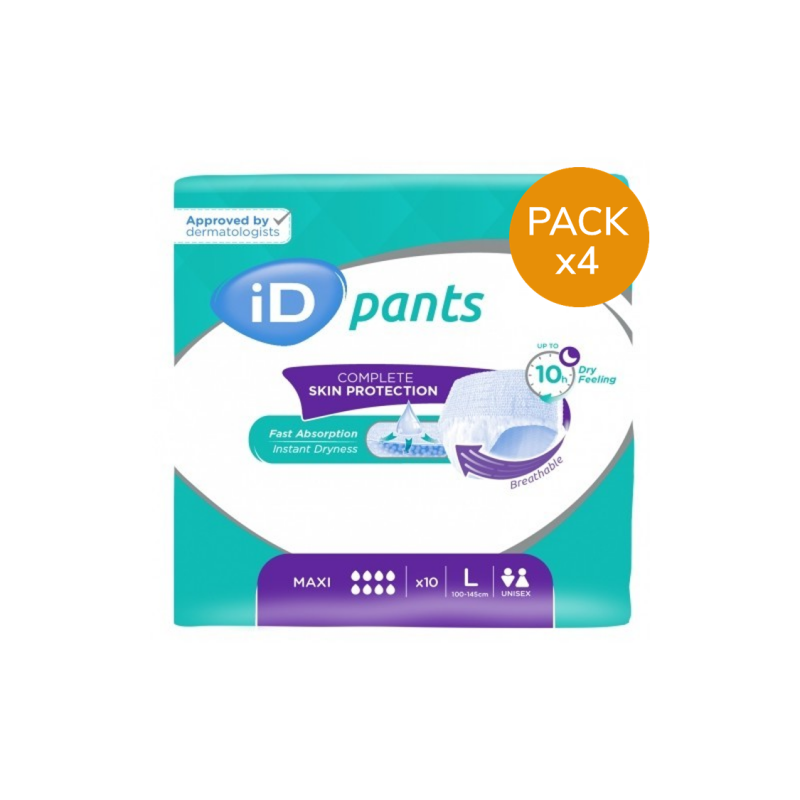 Ontex-ID pants L Maxi - Confezione da 4 bustine - Slip/Pantaloni assorbenti Ontex ID Pants - 4