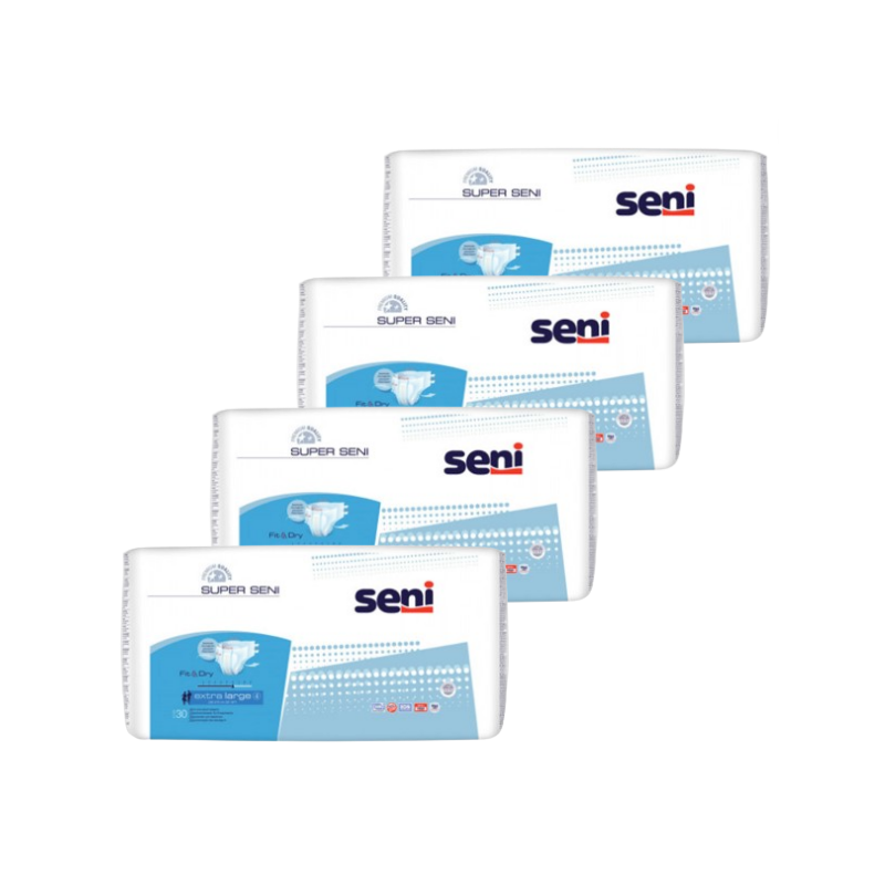 Seni Super XL - Confezione da 4 bustine - Pannolini a mutandina Super Seni - 1 Seni Super XL - Confezione da 4 bustine - Pannolini a mutandina Super Seni - 1